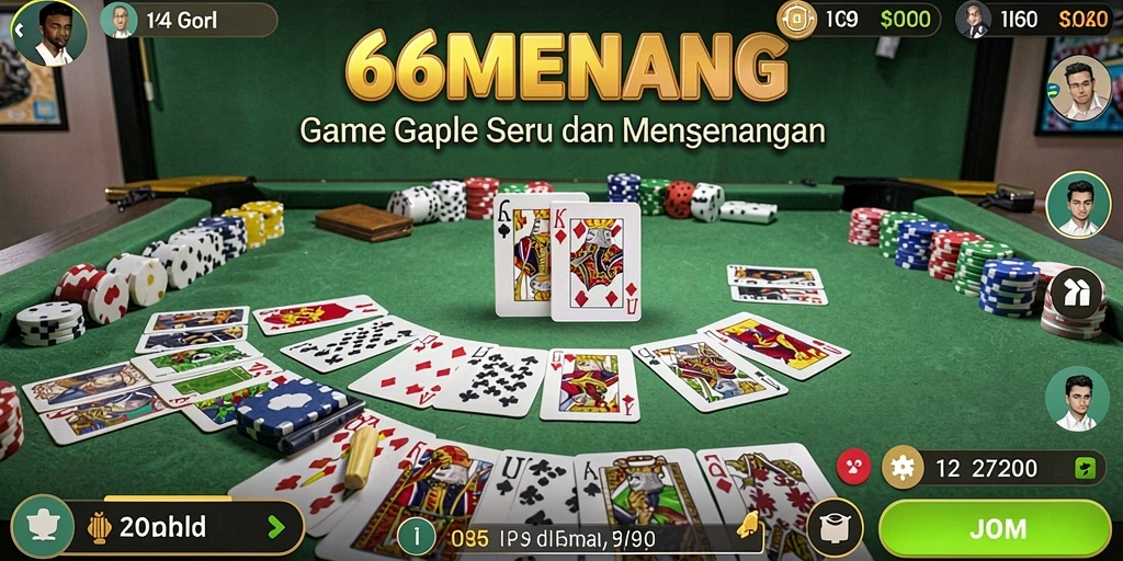 Tampilan gameplay seru dalam 66MENANG saat bermain Gaple.