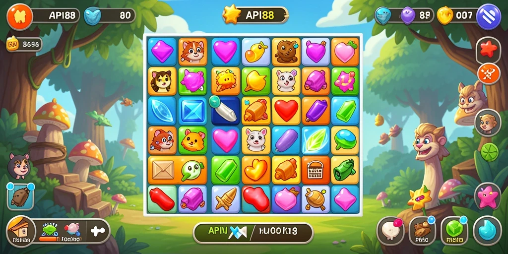 Tampilan gameplay seru dalam API88, tantangan Match-3 yang menarik.