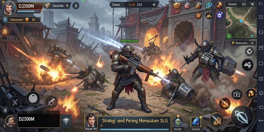 Tampilan gameplay D200M yang mendebarkan dalam aksi strategis.