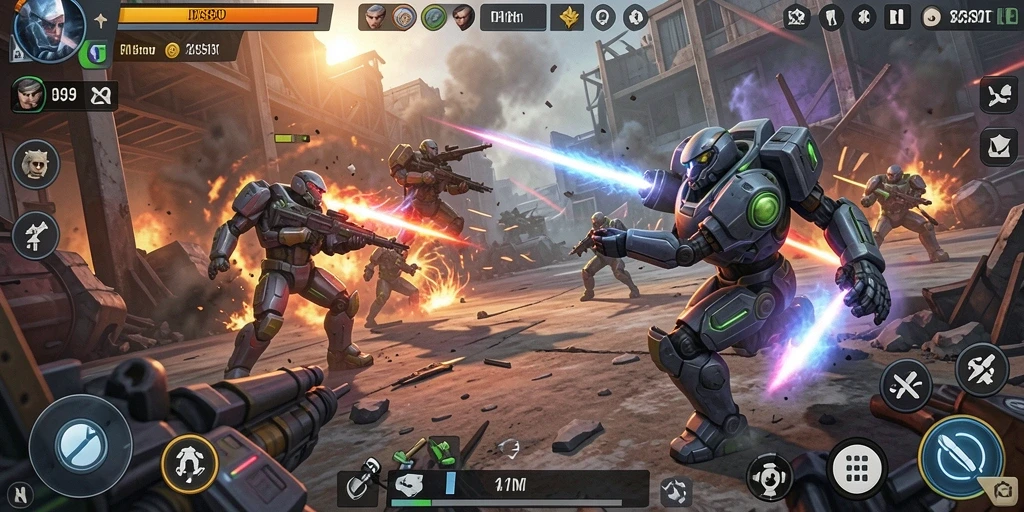 Tampilan gameplay DS99 yang mendebarkan di arena Fighting.