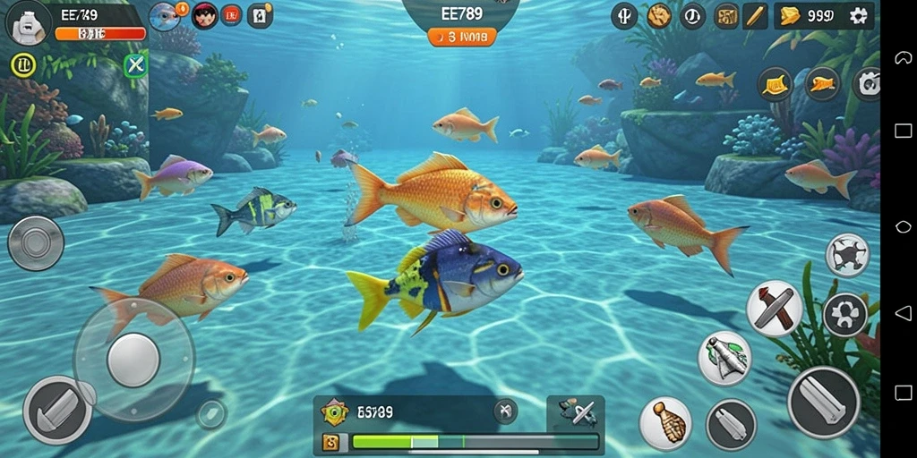 Tampilan utama gameplay EE789 yang penuh aksi menembak ikan.