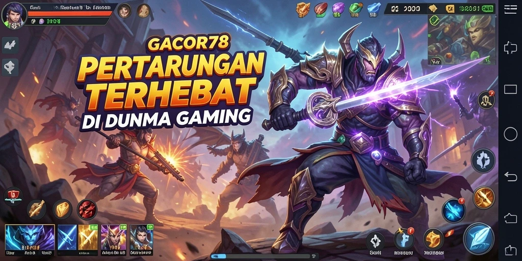Screenshot utama GACOR78 menampilkan aksi pertarungan yang intens.