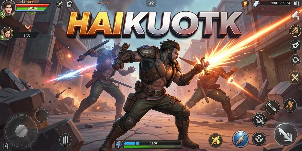 Screenshot HAIKUOTK menampilkan aksi seru dalam pertarungan.