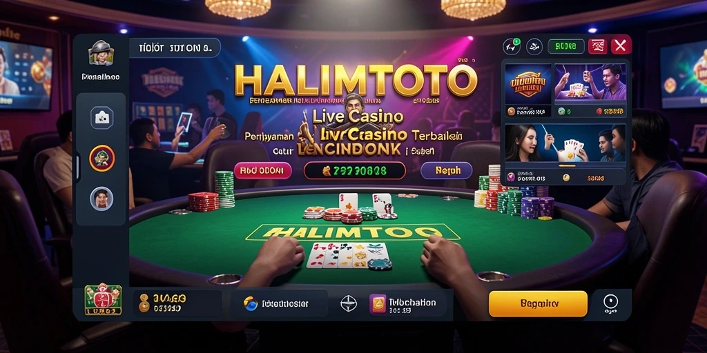 Tangkapan layar menunjukkan dealer langsung dalam permainan Live Casino HALIMTOTO.