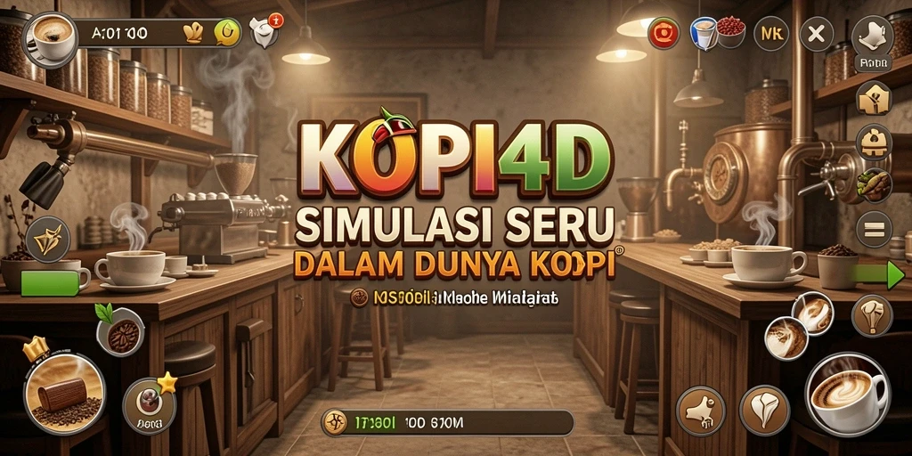 Tampilan gameplay KOPI4D dengan interaksi pelanggan yang menawan.