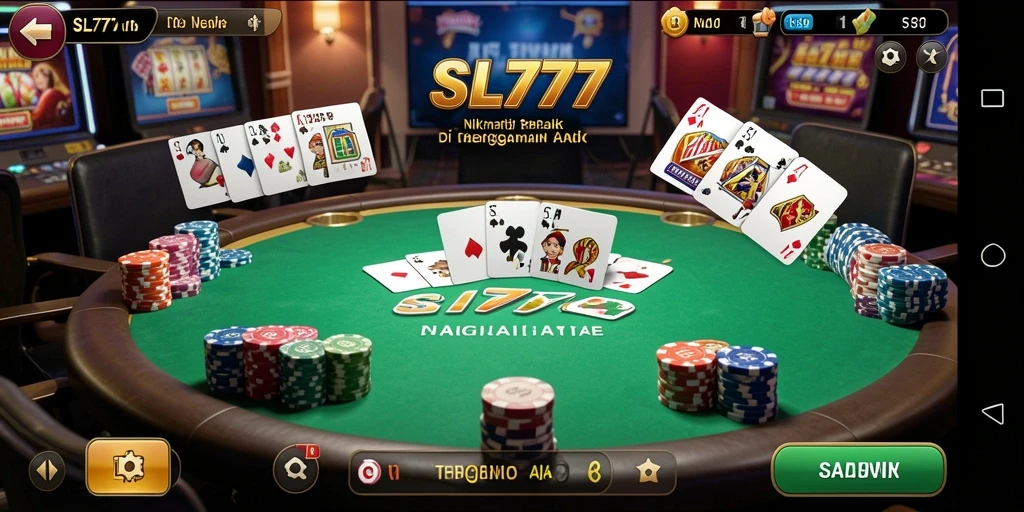 Tampilan menarik gameplay Poker di SL777 dengan pemain dari seluruh dunia.