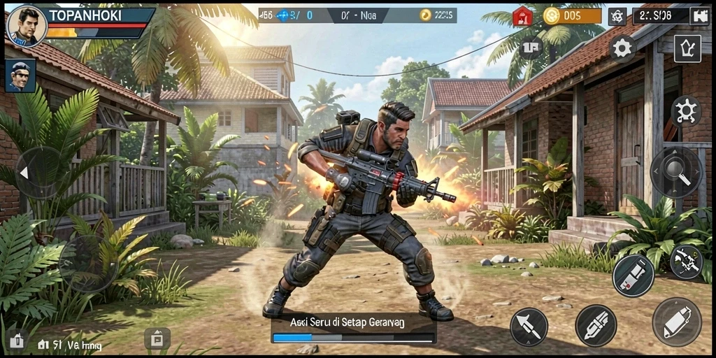 Gameplay seru dari TOPANHOKI yang penuh aksi.