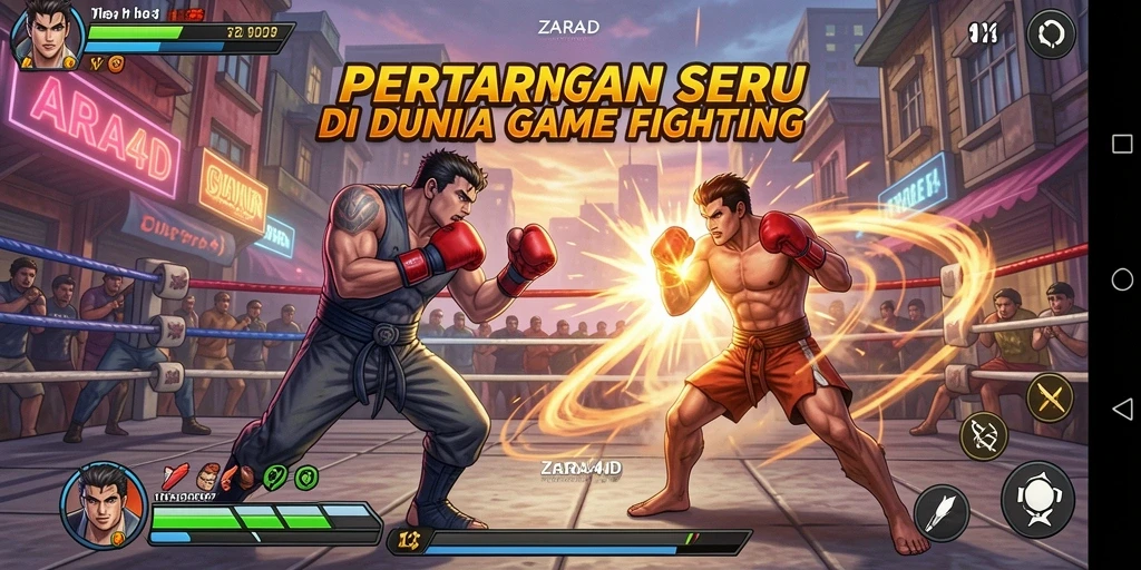 Tampilan permainan ZARA4D dengan pertarungan yang dinamis dan karakter unik.
